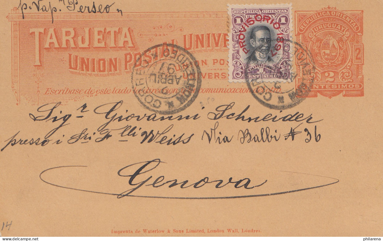 Uruguay 1897: Montevideo Post Card  To Genf/Switzerland - Uruguay