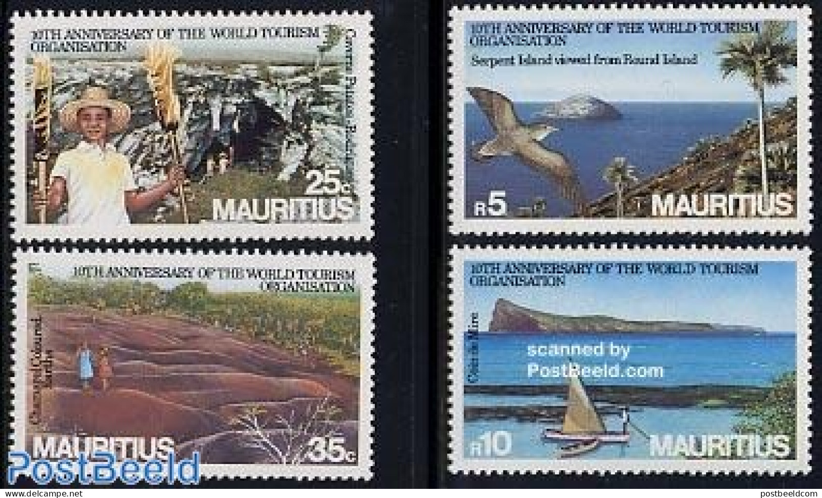 Mauritius 1985 World Tourism Organisation 4v, Mint NH, History - Nature - Various - Geology - Birds - Tourism - Mauricio (1968-...)