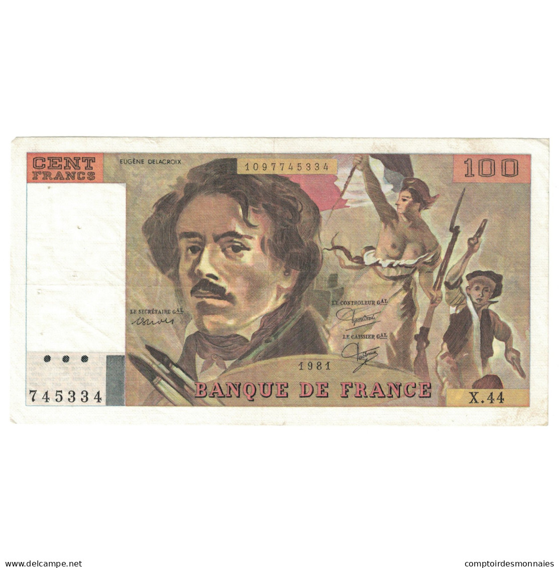 France, 100 Francs, Delacroix, 1981, 1981, TTB, Fayette:69.05, KM:154b - 100 F 1978-1995 ''Delacroix''