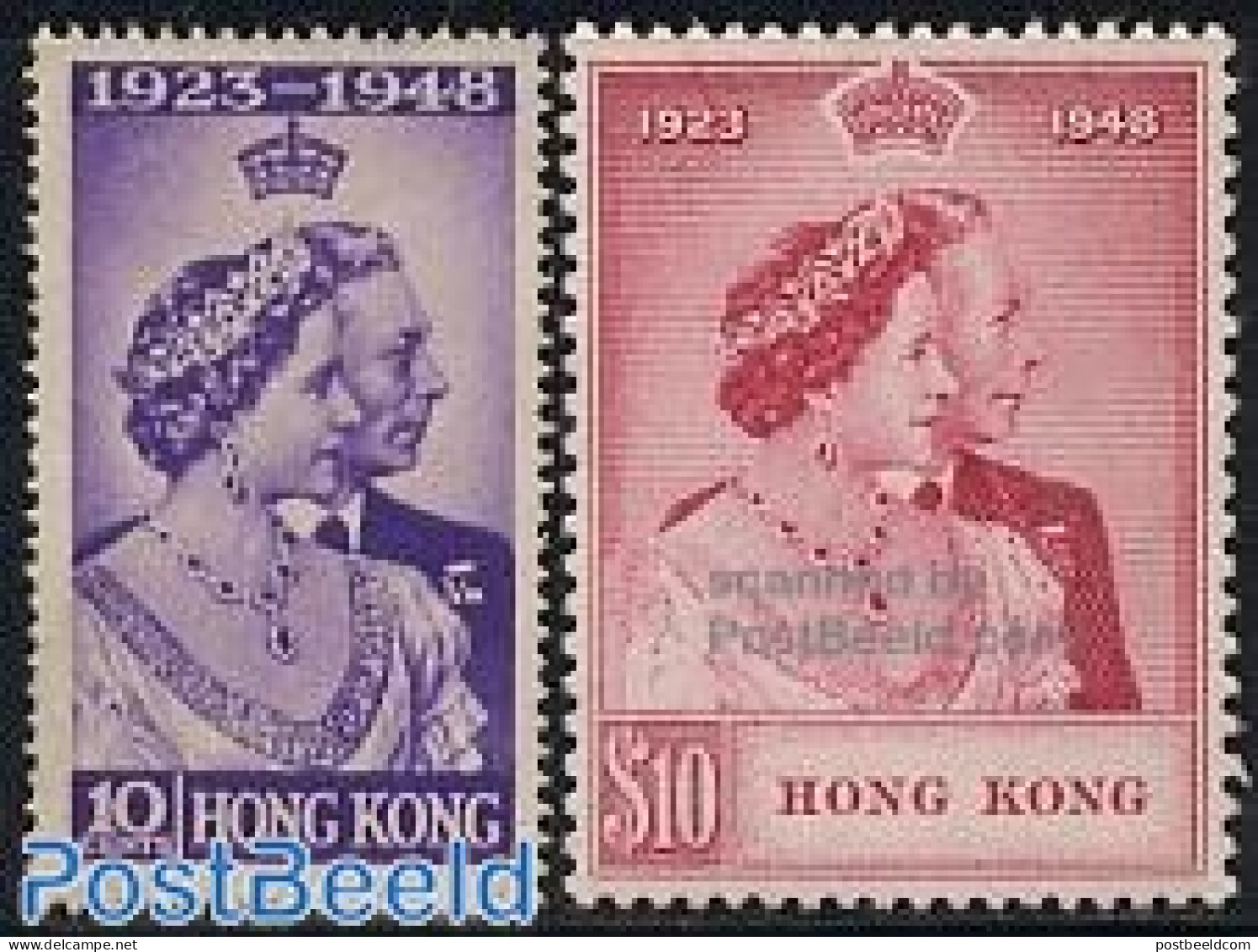 Hong Kong 1948 Royal Silver Wedding 2v, Unused (hinged), History - Kings & Queens (Royalty) - Unused Stamps