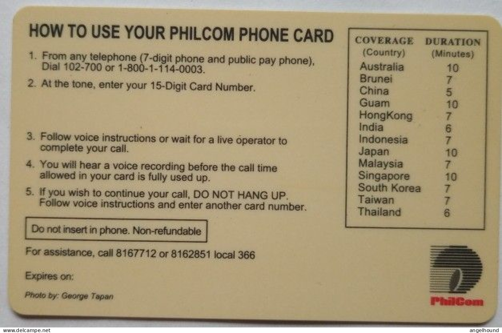 Philippines Philcom 30 Units ( Dummy ) - Cebu - Filippine