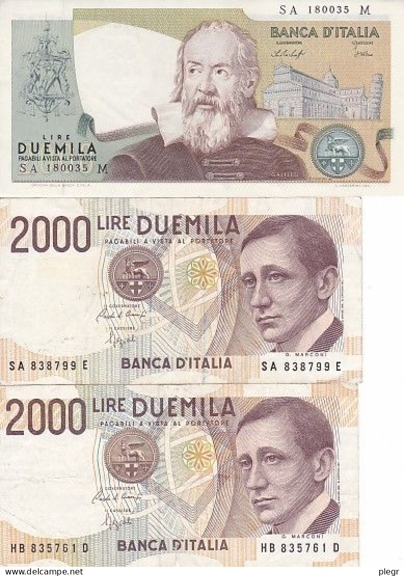 6-LOT M-34 - ITALIE - 3 BILLETS DE 2000 L - 2000 Liras