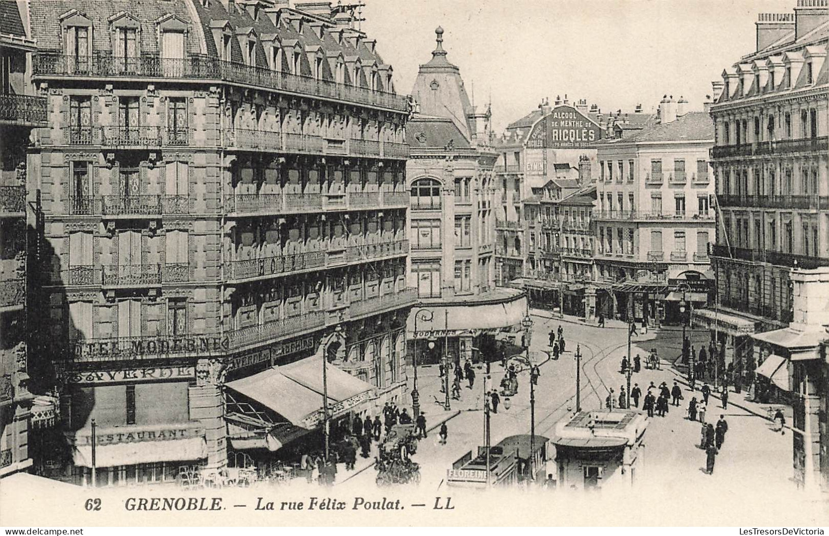 FRANCE - Grenoble - Vue Générale - La Rue Félix Poulat - L L - Animé - Carte Postale Ancienne - Grenoble