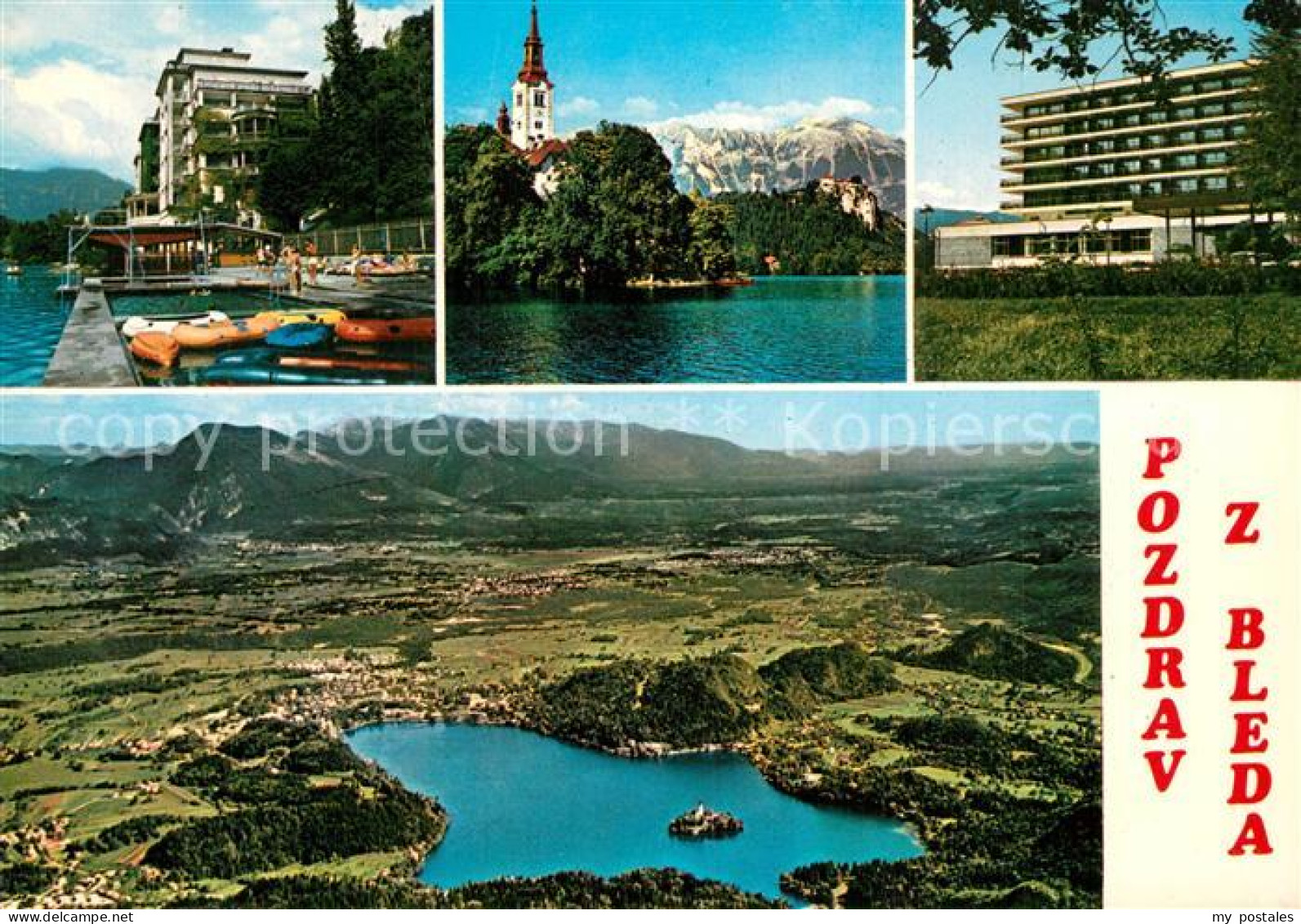 73592767 Bled Fliegeraufnahme Kirche Hotelanlagen Bled - Slowenien
