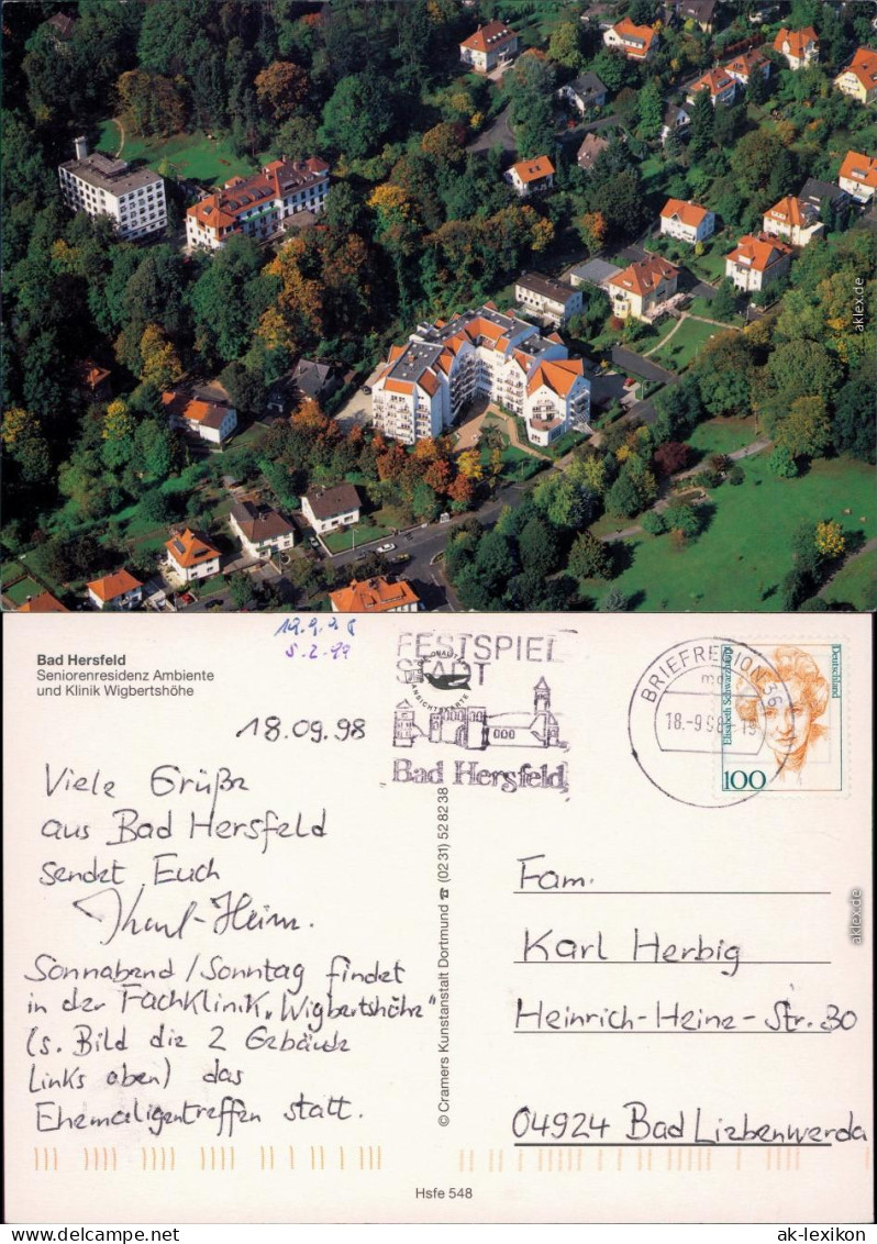 Bad Hersfeld Klinik Wigbertshöhe Und Seniorenresidenz Ambiente (Luftbild) 1998 - Bad Hersfeld