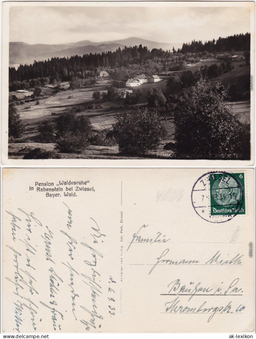 Rabenstein Zwiesel Blick Auf Die Pension "Waldesruhe" - Panorama-Ansicht 1933 - Zwiesel
