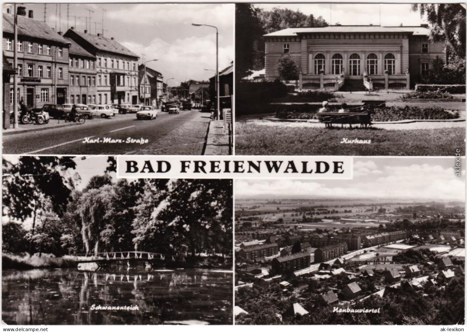 Bad Freienwalde Karl-Marx-Straße, Kurhaus, Schwanenteich, Neubauviertel 1979  - Bad Freienwalde