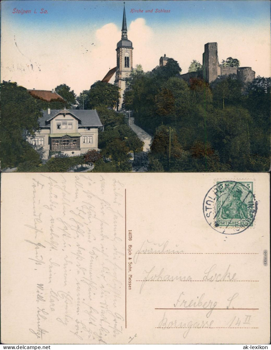 Stolpen Villa, Weg Zur Kirche Und Burg Ansichtskarte B Sebnitz 1908 - Stolpen