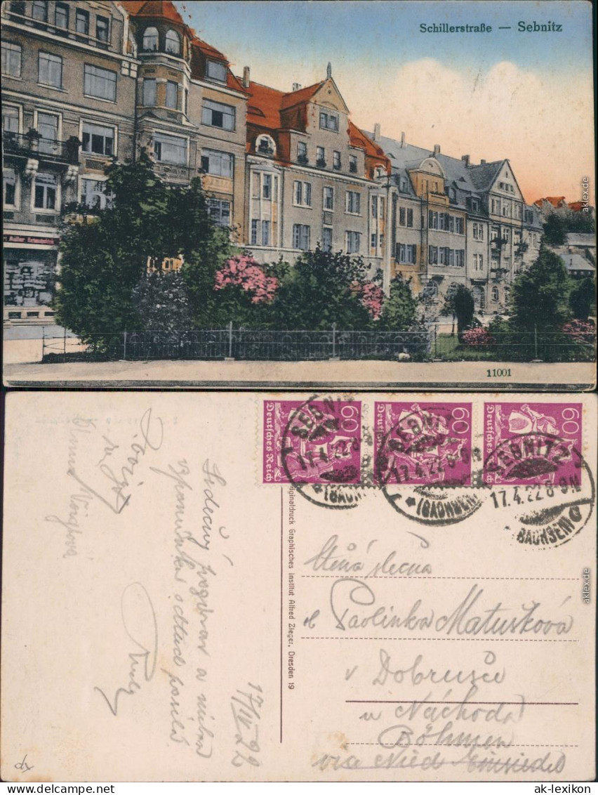 Sebnitz Schillerstraße Ansichtskarte 1922 - Sebnitz