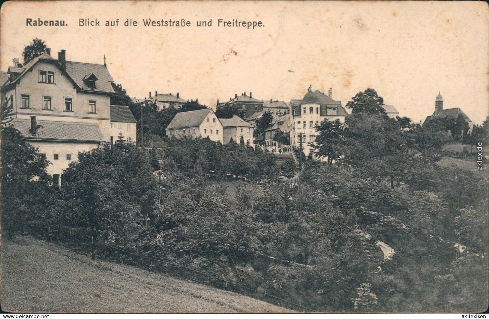 Rabenau Weststraße Und Freitreppe B Freital DresdenAnsichtskarte  1916 - Rabenau