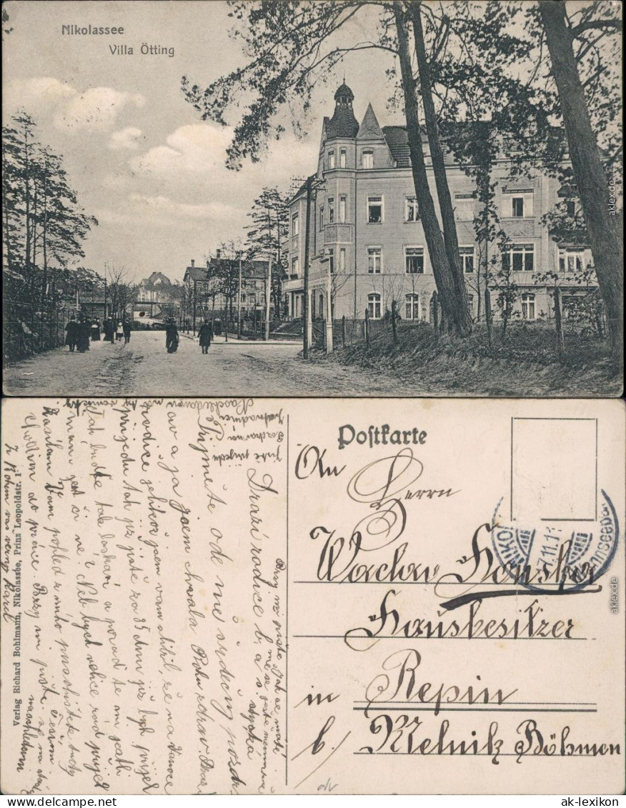 Nikolassee Berlin Blick Entlang Der Straße Und Auf Die Villa Ötting 1911 - Zehlendorf