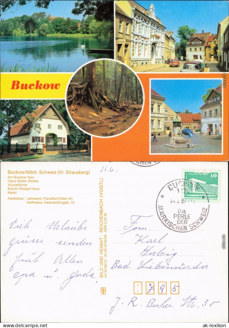 Buckow: See, Clara-Zetkin-Straße, Wurzelfichte, Brecht-Weigel-Haus, Markt 1987 - Buckow