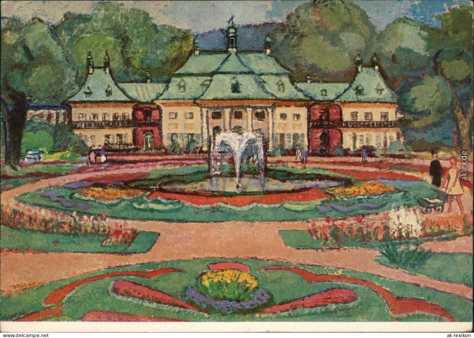 Pillnitz Künstlerkarte: Gemälde / Kunstwerke: Schloss Mit Schlossgarten 1961 - Pillnitz