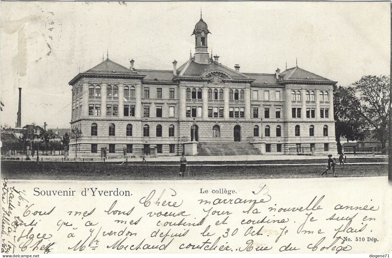 Souvenir D'Yverdon Le Collège 1902 Animée - Yverdon-les-Bains 