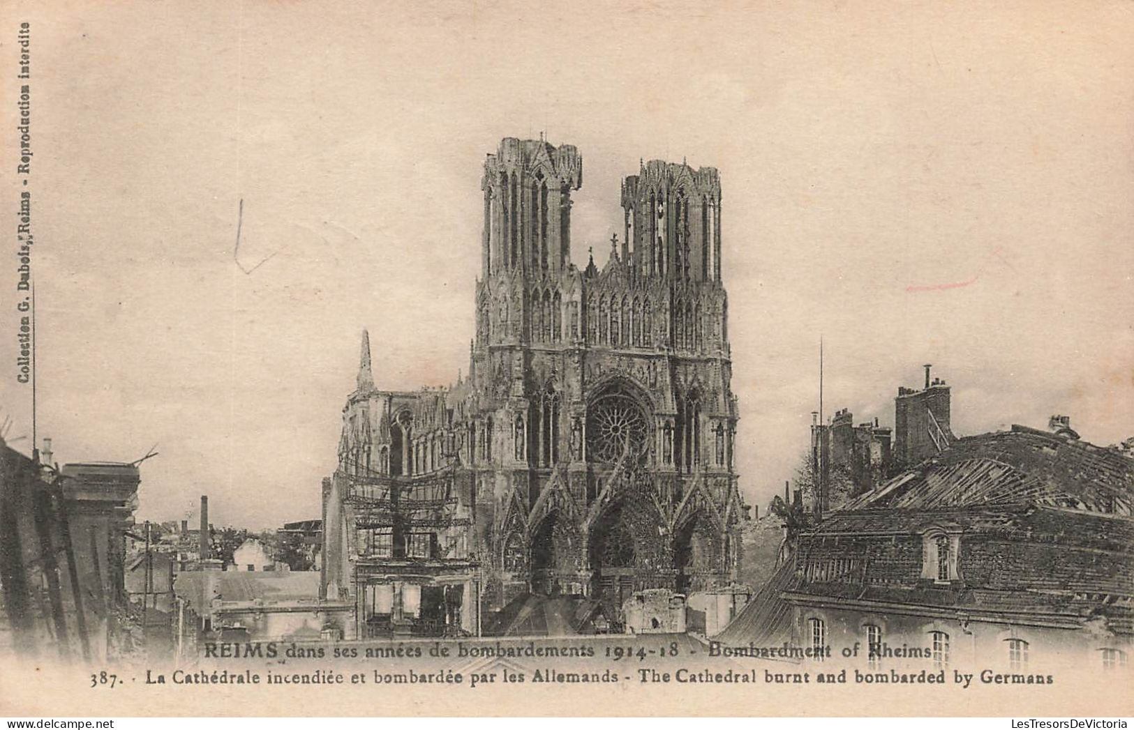 FRANCE - Reims En Ruines - Vue Générale De La Cathédrale Incendiée Et Bombardée - Carte Postale Ancienne - Reims