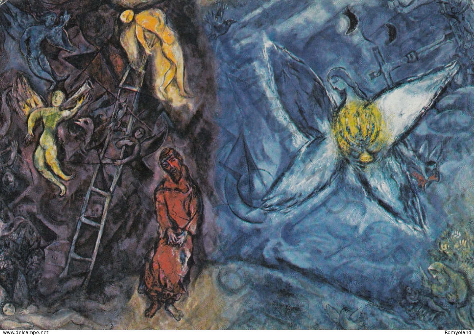 CARTOLINA  C2 NICE,ALPES MARITIMES,FRANCIA-MUSEE NATIONAL-MESSAGE BIBLIQUE-MARC CHAGALL-LE SONGE DE JACOB-NON VIAGGIATA - Museos