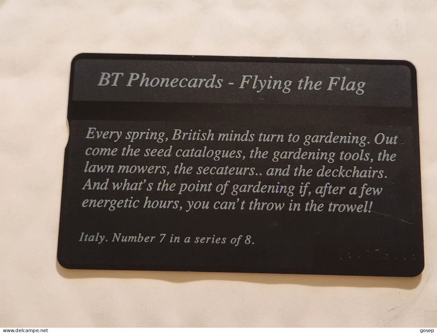 United Kingdom-(BTC161)Flying The Flag 7-(ITALIA)(1048)(100units)(526E24980)price Cataloge6.00£ Used+1card Prepiad Free - BT Souvenir