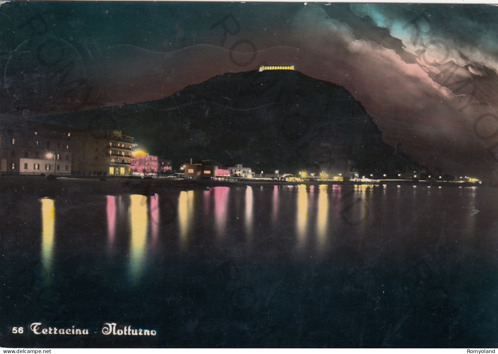 CARTOLINA  C2 TERRACINA,LATINA,LAZIO-NOTTURNO-MARE,ESTATE,VACANZA,SPIAGGIA,BARCHE A VELA,BELLA ITALIA,VIAGGIATA 1969 - Latina