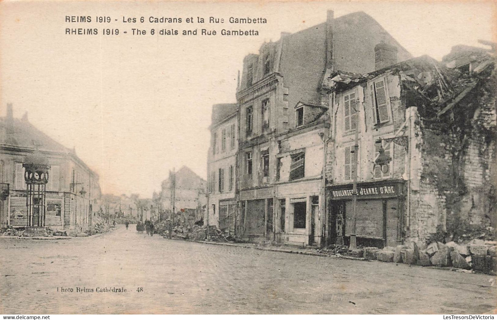 FRANCE - Reims 1919 - Vue Sur Les 6 Cadrans Et La Rue Gambetta - Carte Postale Ancienne - Reims