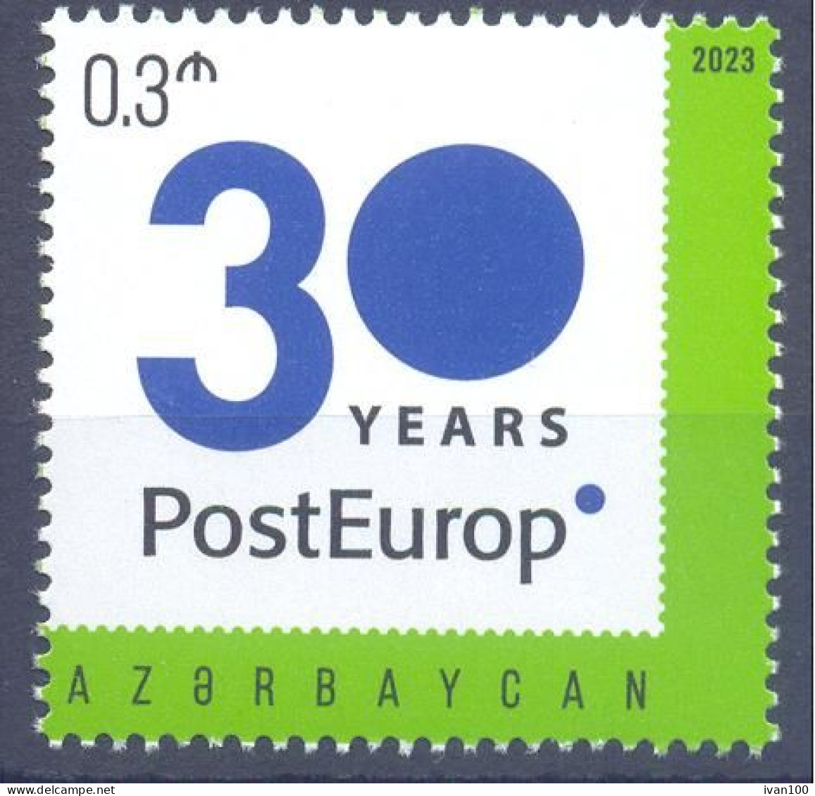 2023. Azerbaijan, 30y Of PostEurop, 1v,, Mint/** - Azerbaijan