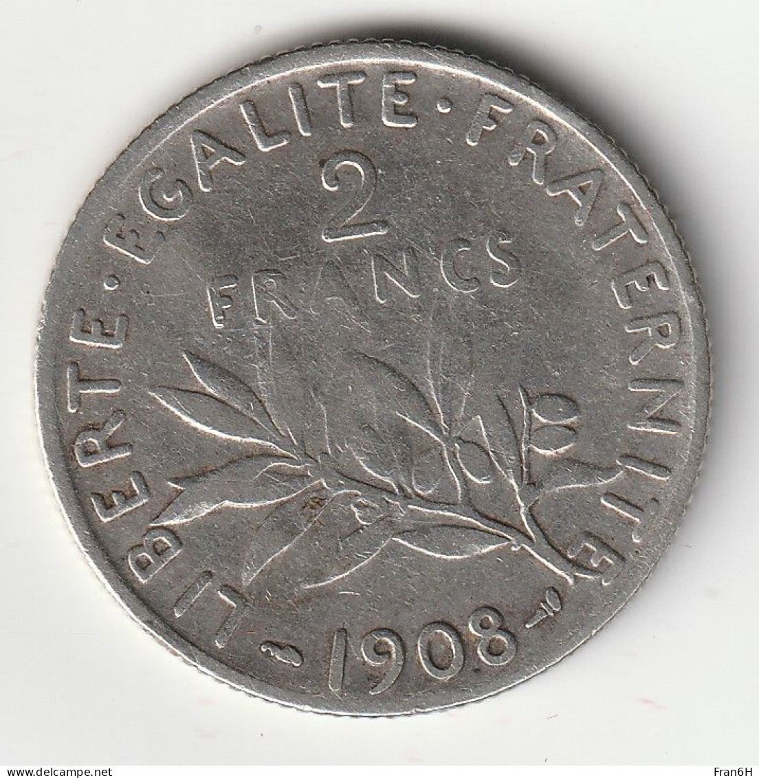 Semeuse 2 Franc Argent 1908 - Silver - - 2 Francs