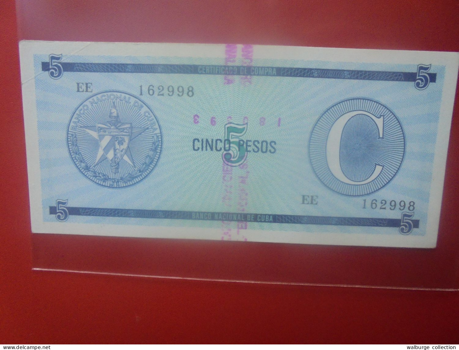 CUBA 5 PESOS ND "Exchange Certificate" Série C Circuler (B.33) - Kuba