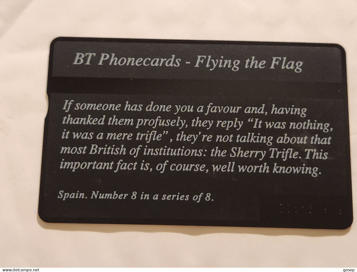 United Kingdom-(BTC162)Flying The Flag 8-(SPAIN)(1051)(100units)(526K04932)price Cataloge6.00£ Used+1card Prepiad Free - BT Souvenir