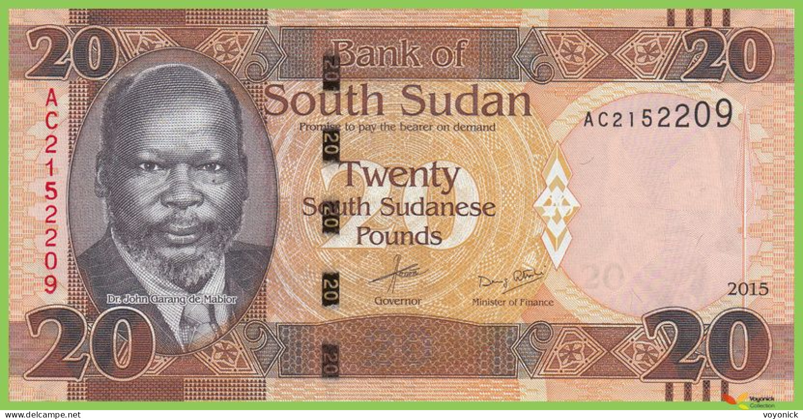 Voyo SOUTH SUDAN 20 South Sudanese Pounds 2015 P13a B113a AC UNC - Sudan Del Sud