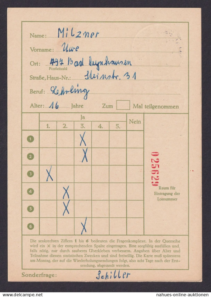 Bund Ganzsache Bedeutende Deutsche FP 9 Funklotterie Oeynhausen Hamburg 17,50 - Postcards - Used