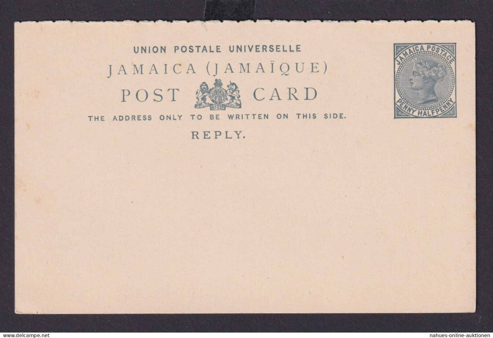 Briefmarken Jamaika Ganzsache Queen Victoria Postcard 11/2p Grau Anwortkarte - Jamaica (1962-...)