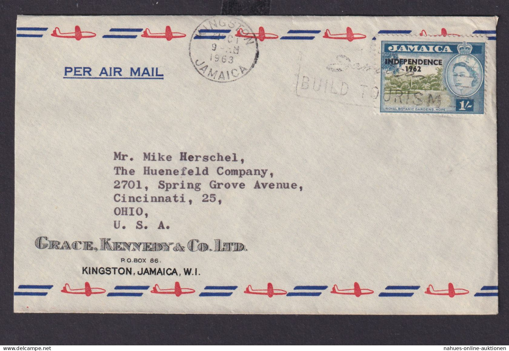 Flugpost Briefmarken Jamaica Brief Aufdruck Independence 1 Sh Queen Elisabeth - Jamaica (1962-...)