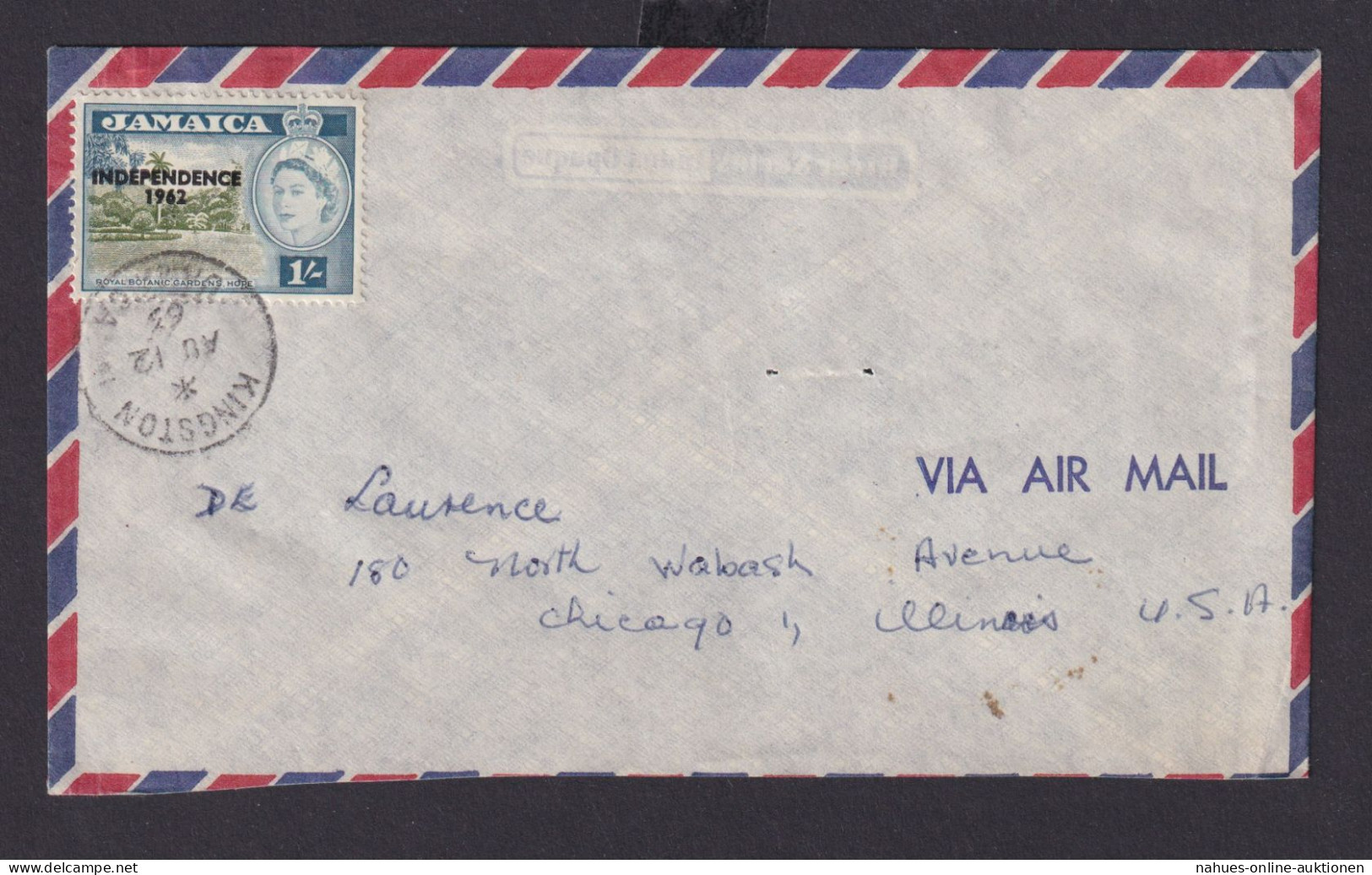 Jamaika Brief EF Queen Elisabeth 1s Mit Aufdruck INDEPENDENCE 1962 Kingston - Jamaica (1962-...)