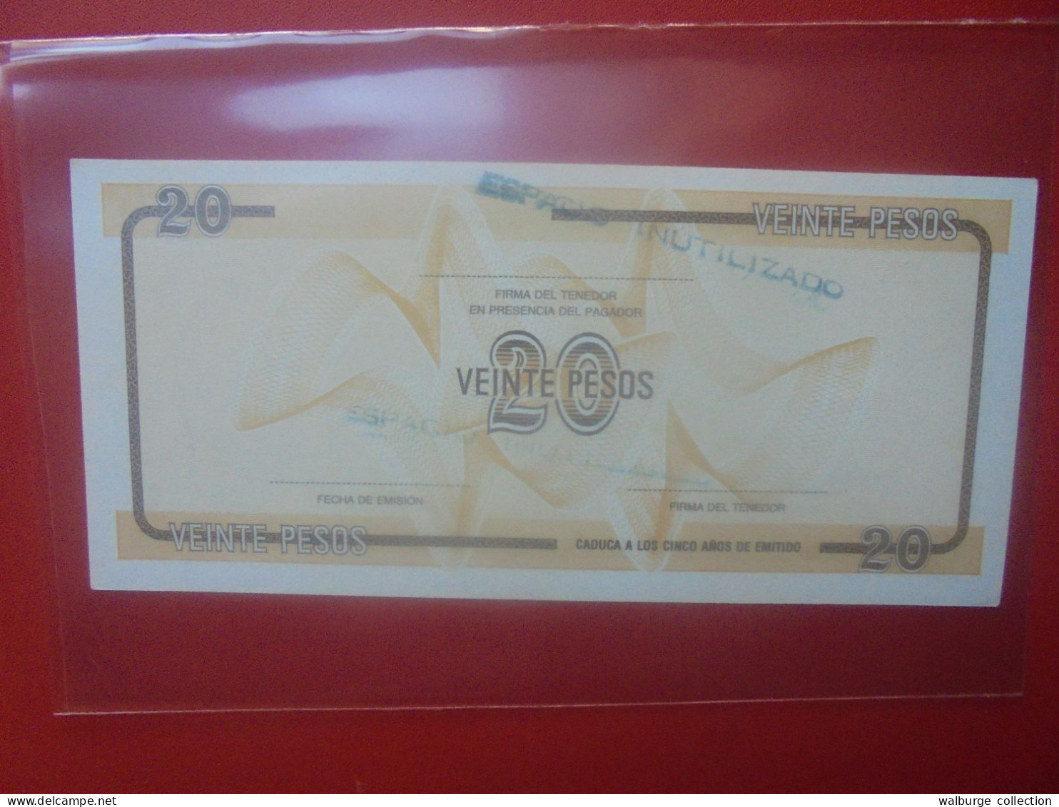 CUBA 20 PESOS ND "Exchange Certificate" Série D Circuler (B.33) - Kuba