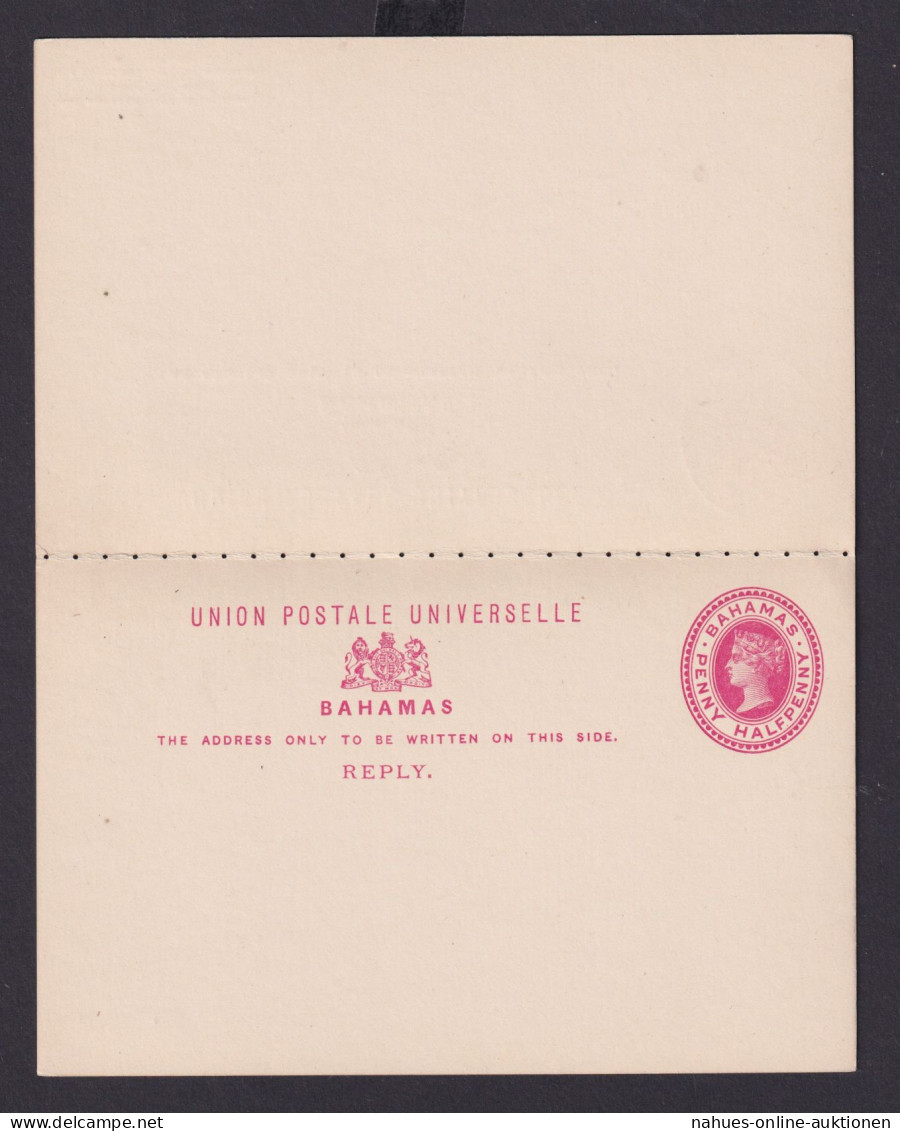 Bahamas Ganzsache Queen Victoria 1p Frange Und Antwort Postal Stationery - Bahamas (1973-...)