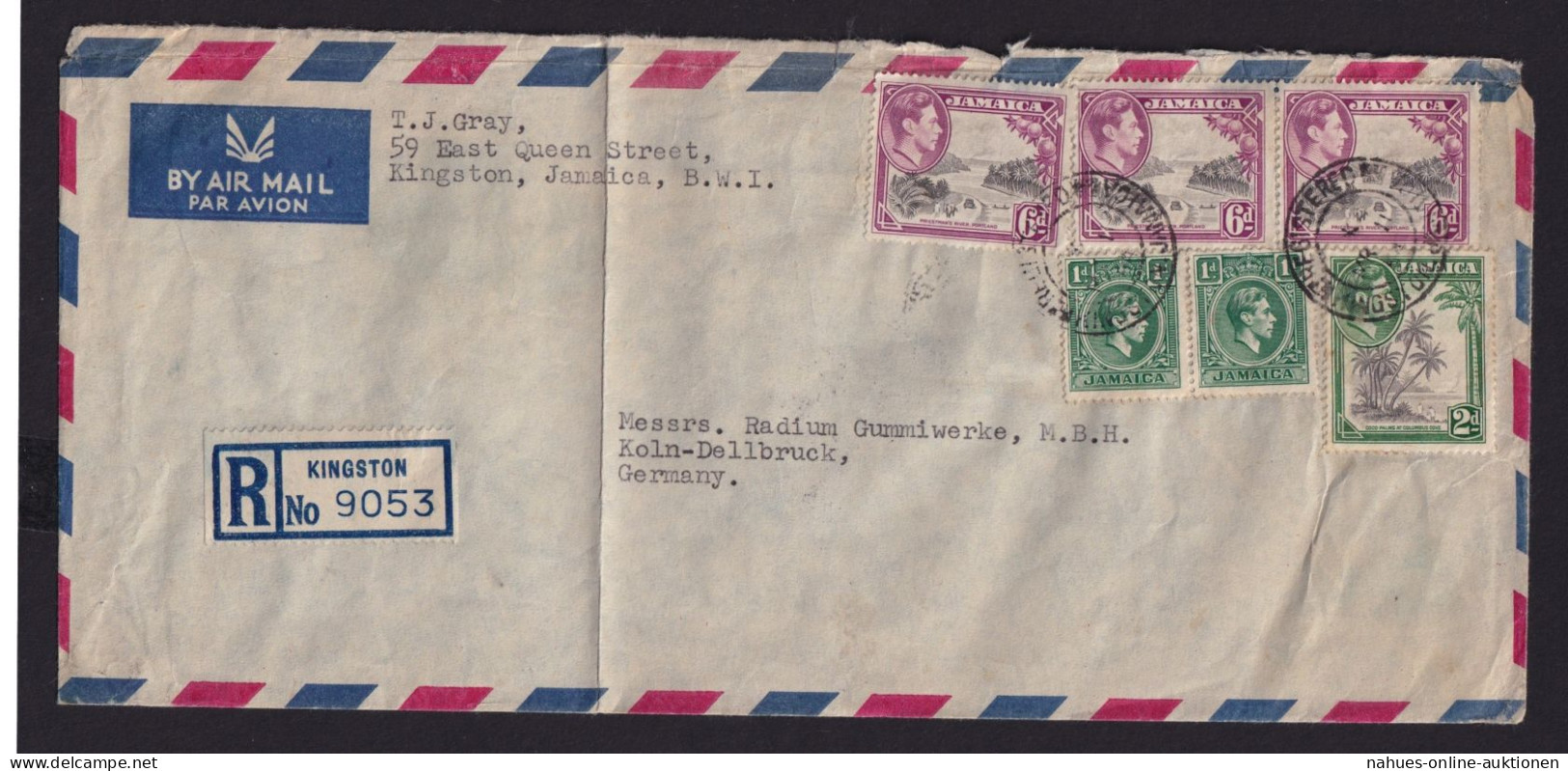 Flugpost Jamaika Jamaica R Brief MIF Destination Kingston Nach Köln Dellbrück - Jamaica (1962-...)