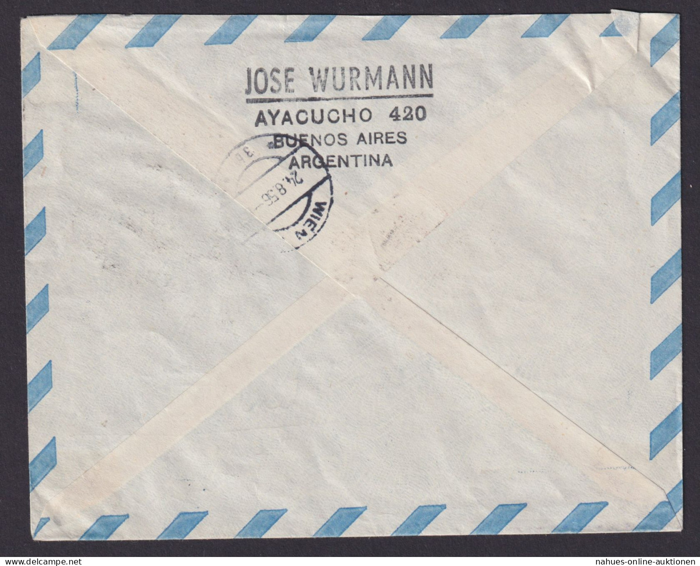 Flugpost Brief Air Mail Argentinien Lufthansa 627 Mit Gezähntem Leerfeld 1956 - Storia Postale