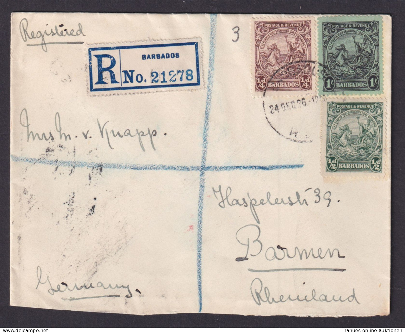 Briefmarken Barbados R Brief MIF R.L.O. Kolonialsiegel Wuppertal Barmen - Barbados (1966-...)