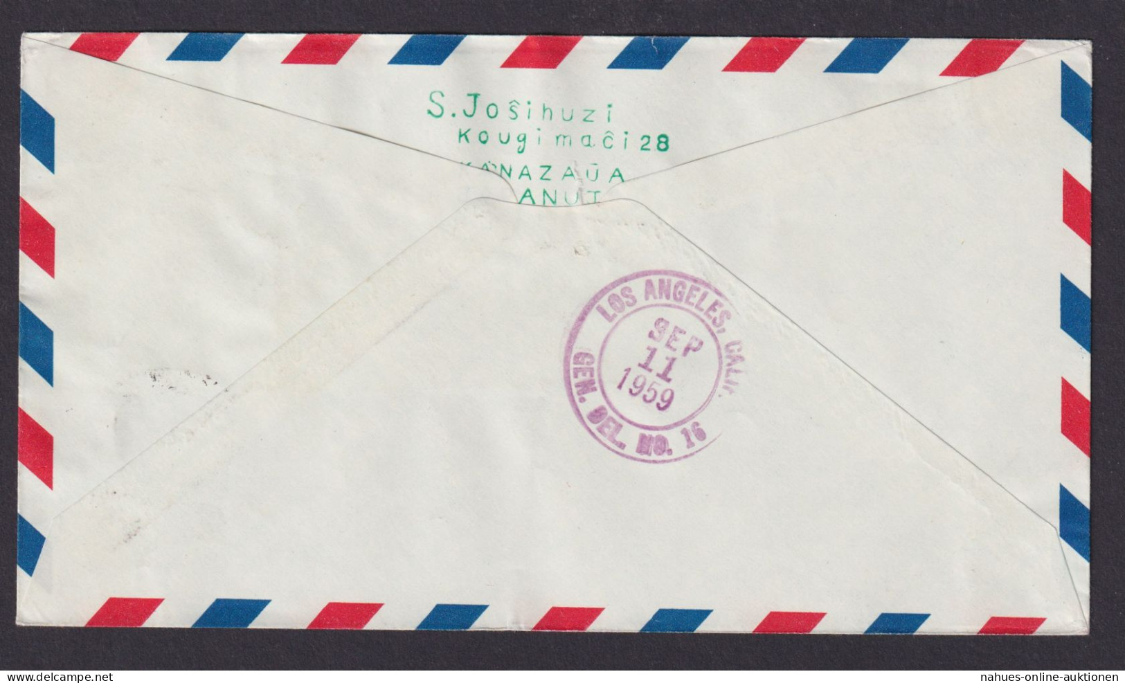 Flugpost Brief Air Mail Pan Am Jet Clipper Erstflug Tokio Japan Los Angeles USA - Cartas & Documentos