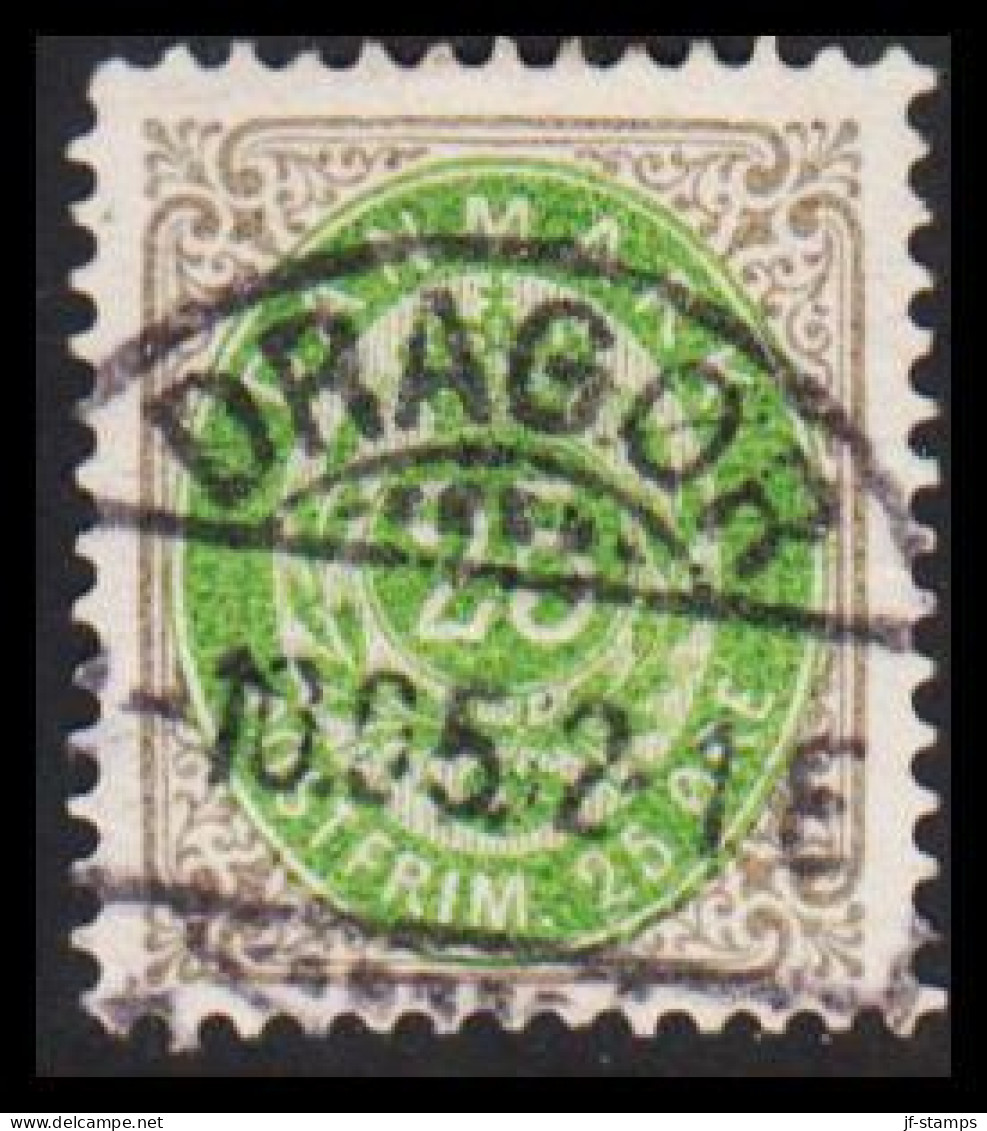 1895. DANMARK. 25 Øre Perf. 12 3/4 Normal Frame. LUXUS Cancel DRAGØR 10.05.  (Michel 29 I Z B) - JF543202 - Used Stamps
