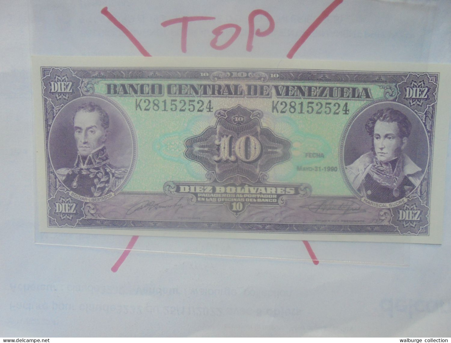 VENEZUELA 10 BOLIVARES 1990 Neuf (B.33) - Venezuela