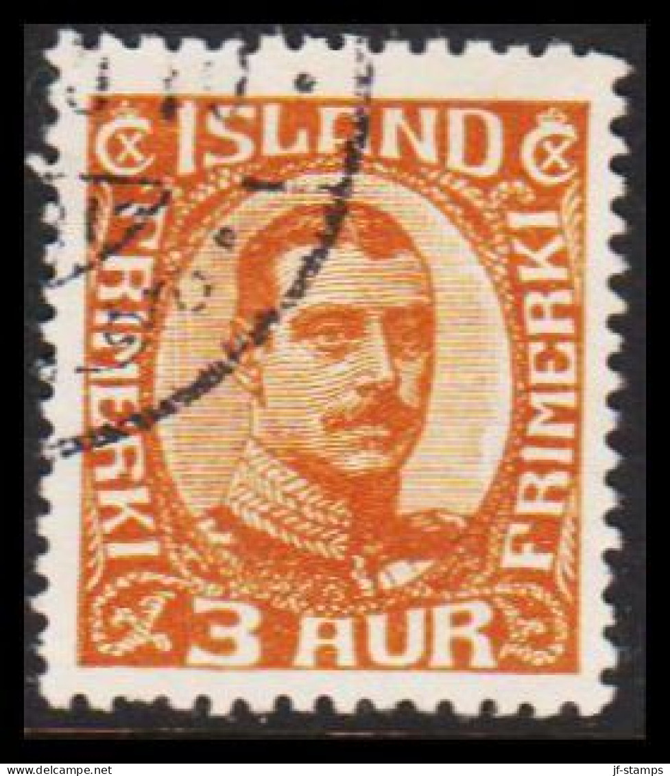 1920. King Christian X. Thin, Broken Lines In Ovl Frame. 3 Aur (Michel 84) - JF543221 - Used Stamps