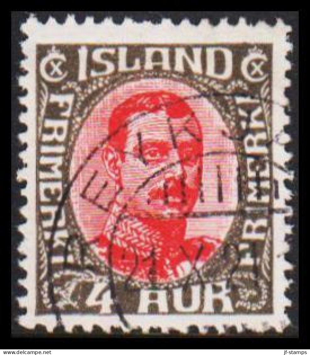 1921. King Christian X. 4 AUR Nice Cancelled Reykjavik 21 X 20. (Michel 85) - JF543223 - Used Stamps