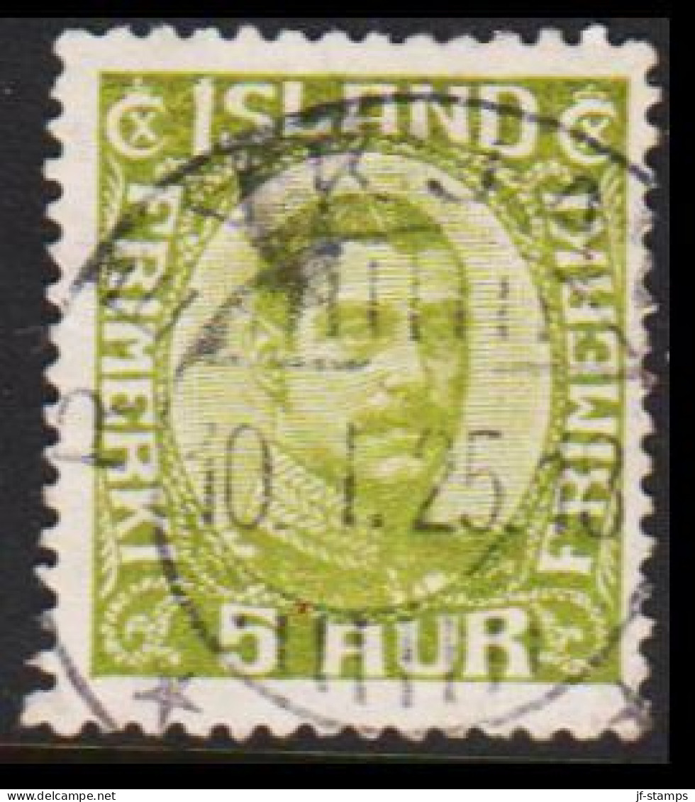 1921. King Christian X. 5 AUR Nice Cancelled In REYKJAVIK 10. I. 25.   (Michel 99) - JF543225 - Gebraucht