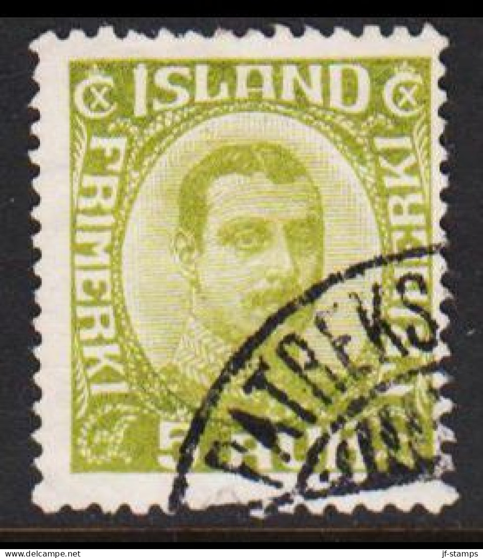 1921. King Christian X. 5 AUR Nice Cancelled In PATRIKSFJÖRDUR.   (Michel 99) - JF543226 - Used Stamps