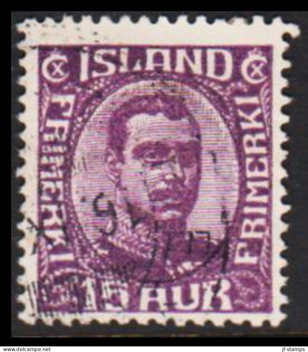 1920. ISLAND.  King Christian X. Thin, Broken Lines In Ovl Frame. 15 Aur. (Michel 90) - JF543239 - Usati