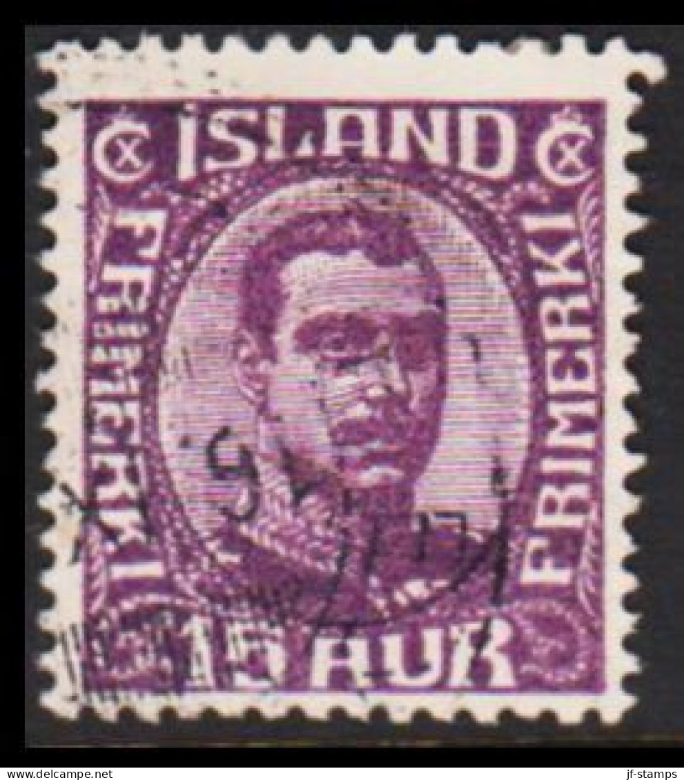 1920. ISLAND.  King Christian X. Thin, Broken Lines In Ovl Frame. 15 Aur. (Michel 90) - JF543239 - Usados