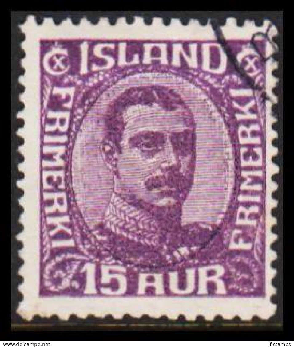 1920. ISLAND.  King Christian X. Thin, Broken Lines In Ovl Frame. 15 Aur. (Michel 90) - JF543247 - Gebruikt