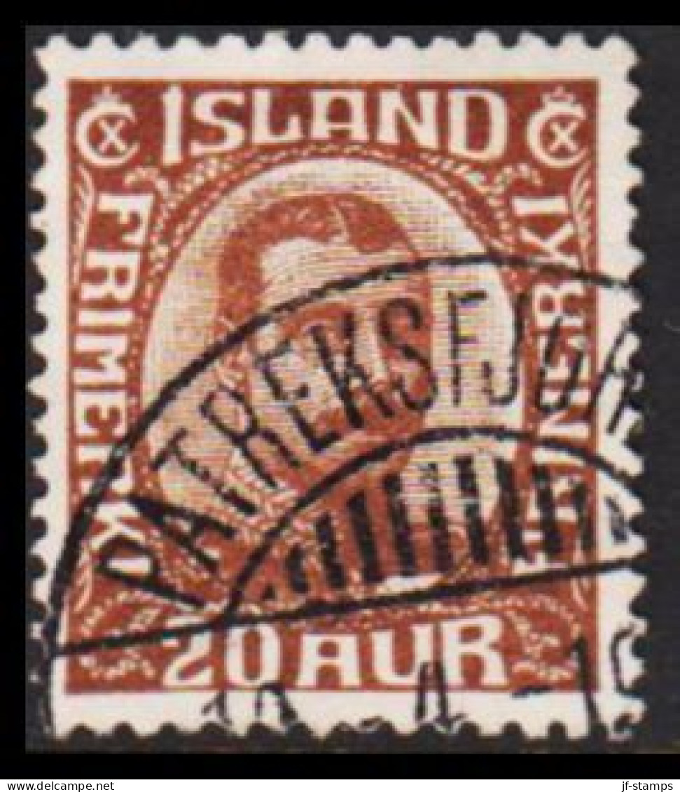 1922. King Christian X. Thin, Broken Lines In Ovl Frame. 20 Aur Brown. Very Nice Cancelled PA... (Michel 101) - JF543256 - Oblitérés