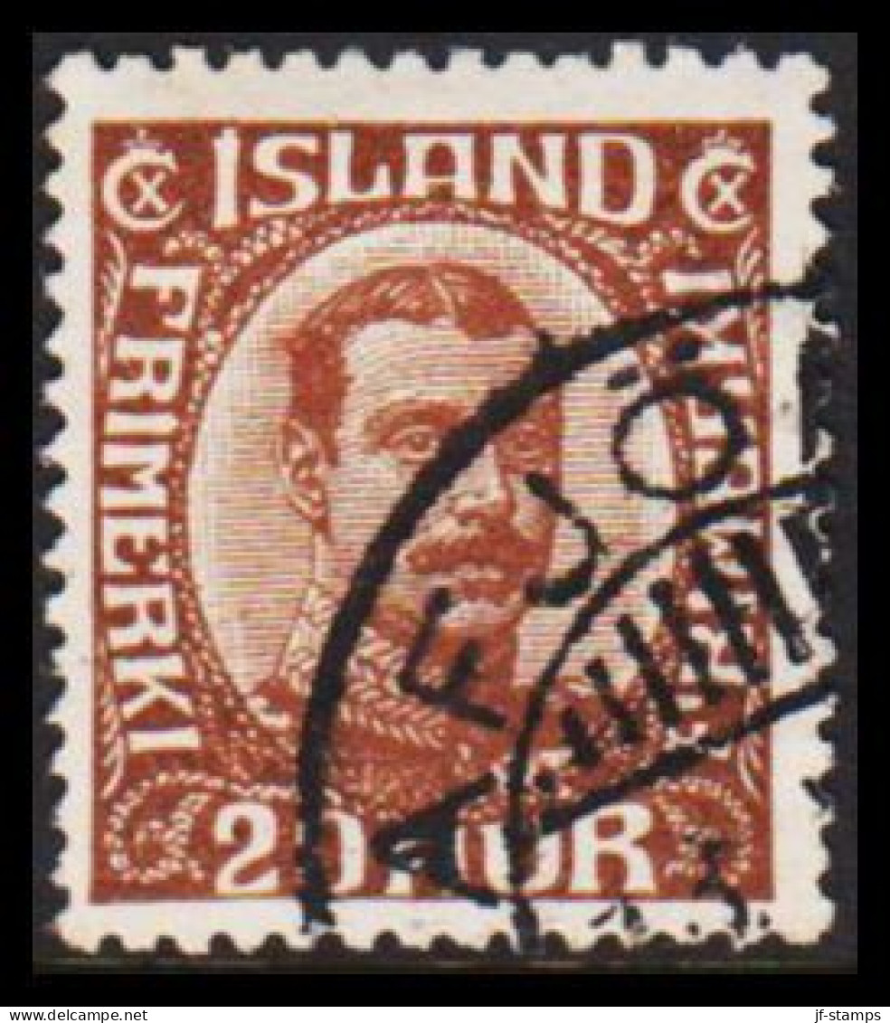 1922. King Christian X. Thin, Broken Lines In Ovl Frame. 20 Aur Brown.  (Michel 101) - JF543257 - Gebraucht