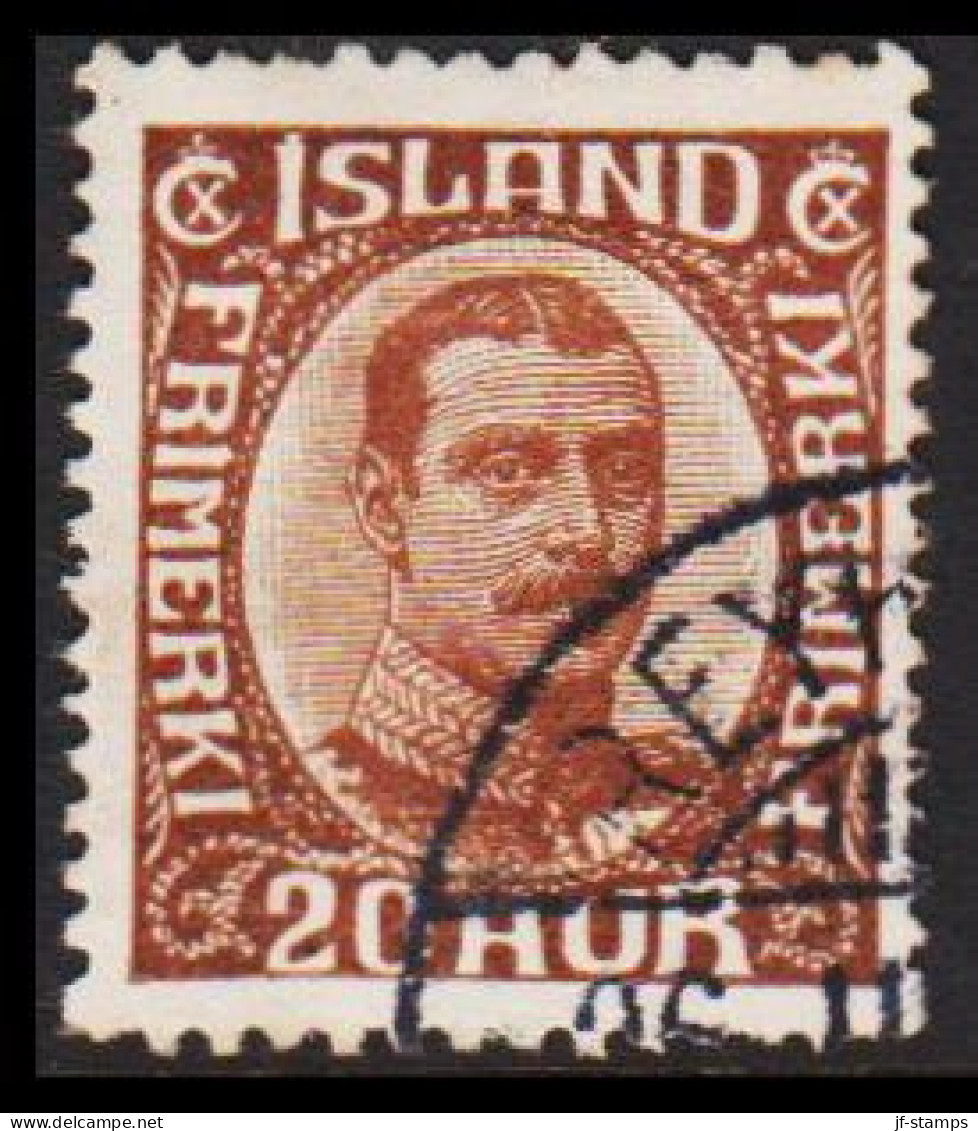 1922. King Christian X. Thin, Broken Lines In Ovl Frame. 20 Aur Brown.  (Michel 101) - JF543258 - Usados